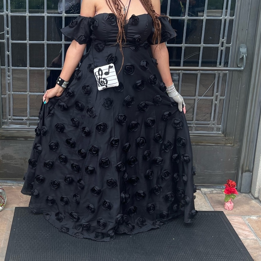Black rosette gown